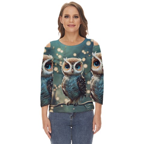 Owl Bird Bird Of Prey Ornithology Animal Cut Out Wide Sleeve Top by Pakemis