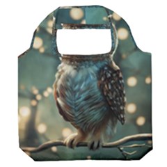 Owl Bird Bird Of Prey Ornithology Animal Premium Foldable Grocery Recycle Bag by Pakemis