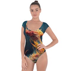 Flame Deep Sea Underwater Creature Wild Short Sleeve Leotard  by Pakemis