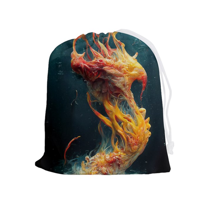 Flame Deep Sea Underwater Creature Wild Drawstring Pouch (XL)