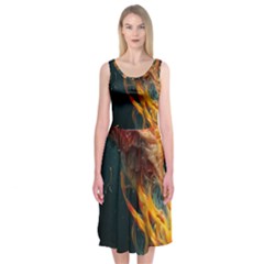 Flame Deep Sea Underwater Creature Wild Midi Sleeveless Dress by Pakemis