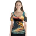 Flame Deep Sea Underwater Creature Wild Butterfly Sleeve Cutout Tee  View1