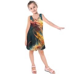 Flame Deep Sea Underwater Creature Wild Kids  Sleeveless Dress by Pakemis