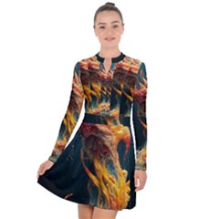 Flame Deep Sea Underwater Creature Wild Long Sleeve Panel Dress by Pakemis