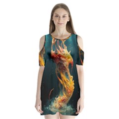 Flame Deep Sea Underwater Creature Wild Shoulder Cutout Velvet One Piece by Pakemis