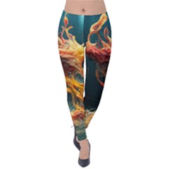 Flame Deep Sea Underwater Creature Wild Velvet Leggings by Pakemis