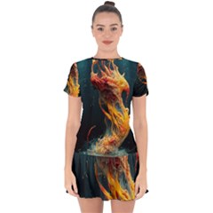 Flame Deep Sea Underwater Creature Wild Drop Hem Mini Chiffon Dress by Pakemis