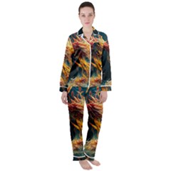 Flame Deep Sea Underwater Creature Wild Women s Long Sleeve Satin Pajamas Set	 by Pakemis