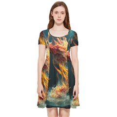 Flame Deep Sea Underwater Creature Wild Inside Out Cap Sleeve Dress by Pakemis