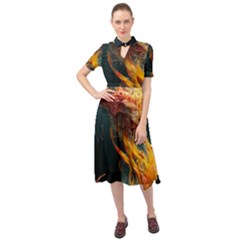 Flame Deep Sea Underwater Creature Wild Keyhole Neckline Chiffon Dress by Pakemis