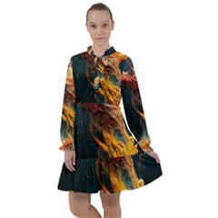 Flame Deep Sea Underwater Creature Wild All Frills Chiffon Dress by Pakemis