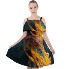 Flame Deep Sea Underwater Creature Wild Cut Out Shoulders Chiffon Dress by Pakemis