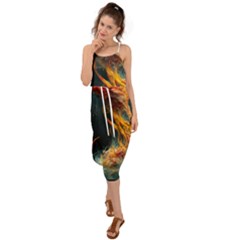 Flame Deep Sea Underwater Creature Wild Waist Tie Cover Up Chiffon Dress by Pakemis