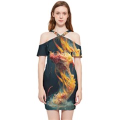 Flame Deep Sea Underwater Creature Wild Shoulder Frill Bodycon Summer Dress by Pakemis