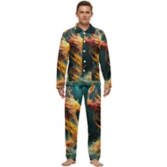 Flame Deep Sea Underwater Creature Wild Men s Long Sleeve Velvet Pocket Pajamas Set by Pakemis