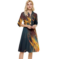 Flame Deep Sea Underwater Creature Wild Classy Knee Length Dress by Pakemis