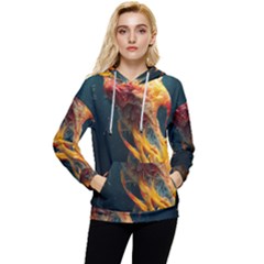 Flame Deep Sea Underwater Creature Wild Women s Lightweight Drawstring Hoodie by Pakemis