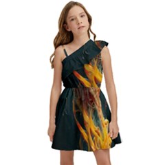 Flame Deep Sea Underwater Creature Wild Kids  One Shoulder Party Dress by Pakemis