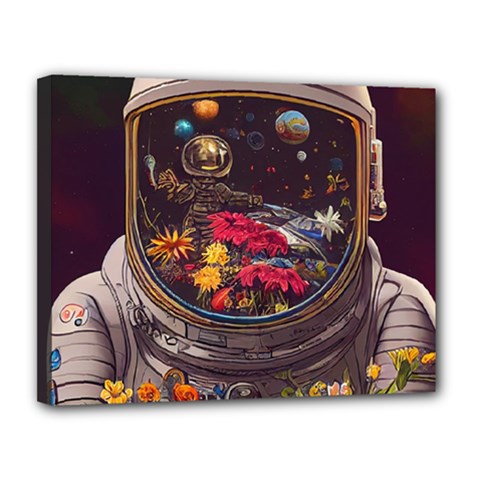 Astronaut Universe Planting Flowers Cosmos Jpg Canvas 14  x 11  (Stretched)