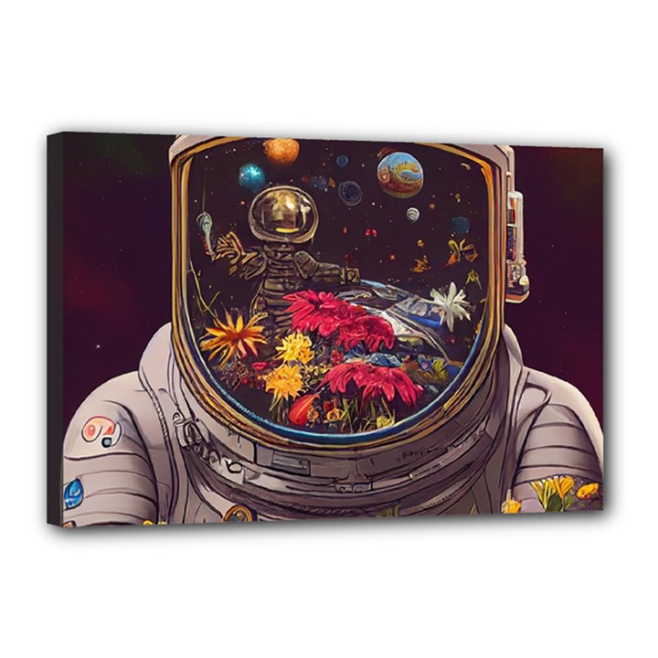 Astronaut Universe Planting Flowers Cosmos Jpg Canvas 18  x 12  (Stretched)