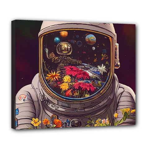 Astronaut Universe Planting Flowers Cosmos Jpg Deluxe Canvas 24  x 20  (Stretched)