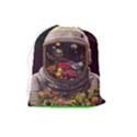 Astronaut Universe Planting Flowers Cosmos Jpg Drawstring Pouch (Large) View2