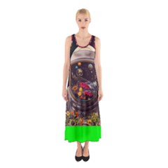 Astronaut Universe Planting Flowers Cosmos Jpg Sleeveless Maxi Dress