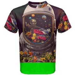 Astronaut Universe Planting Flowers Cosmos Jpg Men s Cotton Tee