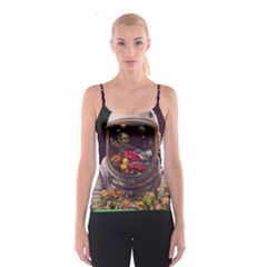 Astronaut Universe Planting Flowers Cosmos Jpg Spaghetti Strap Top