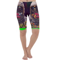 Astronaut Universe Planting Flowers Cosmos Jpg Cropped Leggings 