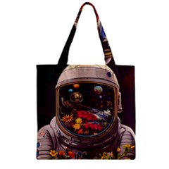 Astronaut Universe Planting Flowers Cosmos Jpg Zipper Grocery Tote Bag