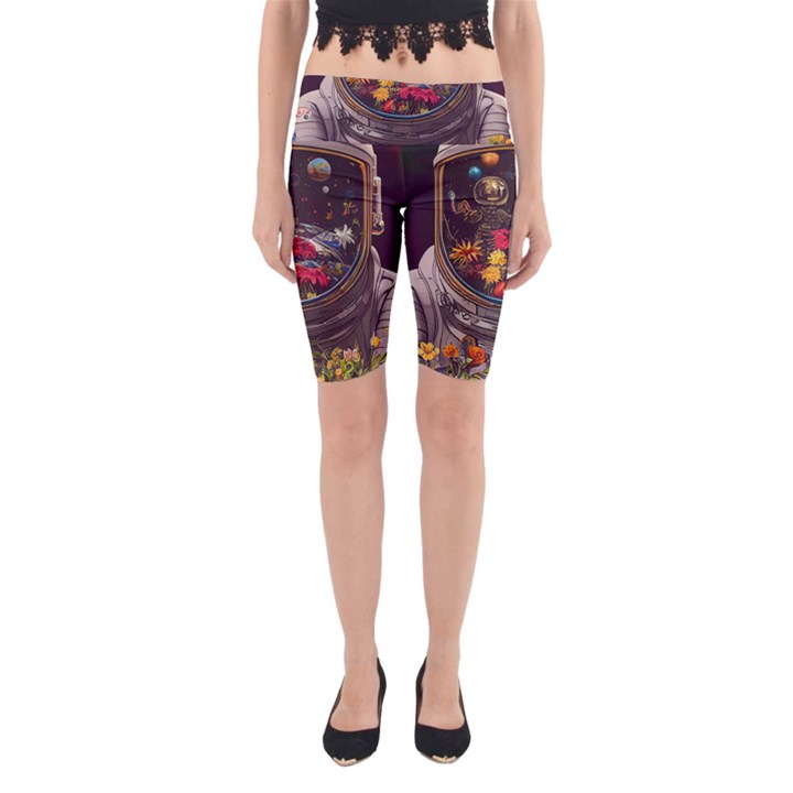 Astronaut Universe Planting Flowers Cosmos Jpg Yoga Cropped Leggings