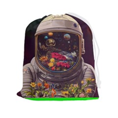 Astronaut Universe Planting Flowers Cosmos Jpg Drawstring Pouch (2XL)