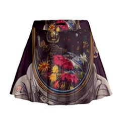 Astronaut Universe Planting Flowers Cosmos Jpg Mini Flare Skirt