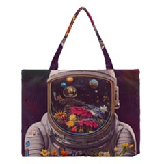 Astronaut Universe Planting Flowers Cosmos Jpg Medium Tote Bag