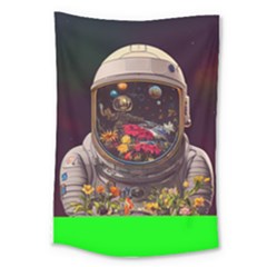 Astronaut Universe Planting Flowers Cosmos Jpg Large Tapestry