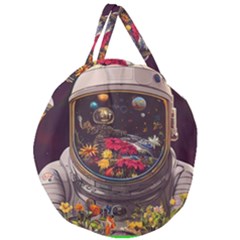 Astronaut Universe Planting Flowers Cosmos Jpg Giant Round Zipper Tote