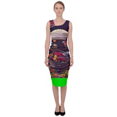 Astronaut Universe Planting Flowers Cosmos Jpg Sleeveless Pencil Dress