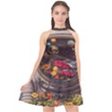 Astronaut Universe Planting Flowers Cosmos Jpg Halter Neckline Chiffon Dress  View1