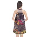 Astronaut Universe Planting Flowers Cosmos Jpg Halter Neckline Chiffon Dress  View2