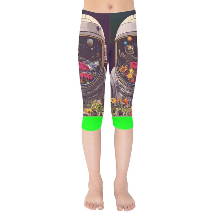 Astronaut Universe Planting Flowers Cosmos Jpg Kids  Capri Leggings 