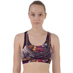 Astronaut Universe Planting Flowers Cosmos Jpg Back Weave Sports Bra