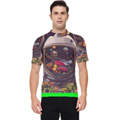 Astronaut Universe Planting Flowers Cosmos Jpg Men s Short Sleeve Rash Guard