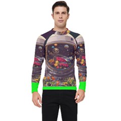 Astronaut Universe Planting Flowers Cosmos Jpg Men s Long Sleeve Rash Guard