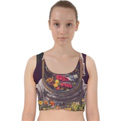 Astronaut Universe Planting Flowers Cosmos Jpg Velvet Racer Back Crop Top