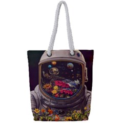 Astronaut Universe Planting Flowers Cosmos Jpg Full Print Rope Handle Tote (Small)