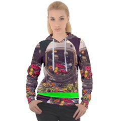 Astronaut Universe Planting Flowers Cosmos Jpg Women s Overhead Hoodie