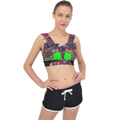 Astronaut Universe Planting Flowers Cosmos Jpg V-Back Sports Bra