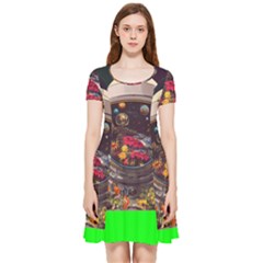 Astronaut Universe Planting Flowers Cosmos Jpg Inside Out Cap Sleeve Dress