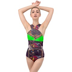 Astronaut Universe Planting Flowers Cosmos Jpg Cross Front Low Back Swimsuit